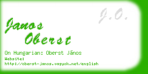 janos oberst business card